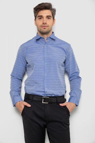 Сорочка чоловіча, колір джинс, 214R821 XXL, 52, XXL