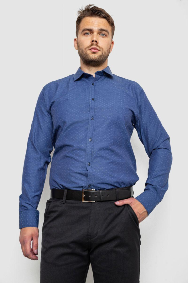 Сорочка чоловіча однотонна, колір синій, 214R817 XL, 50, XL