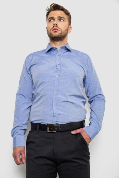Сорочка чоловіча однотонна, колір джинс, 214R815 XXL, 52, XXL