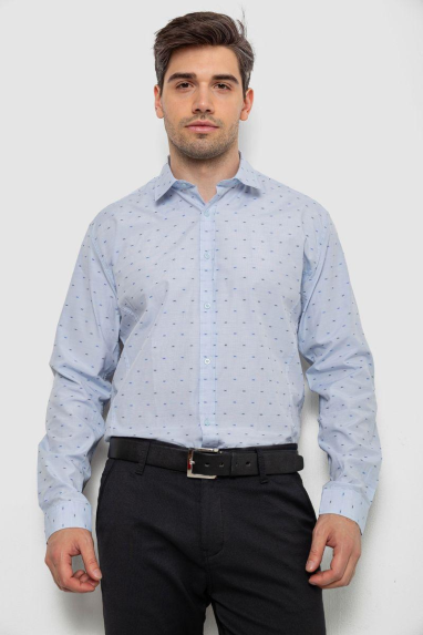 Сорочка чоловіча з принтом, колір блакитний, 214R813 XL, 50, XL
