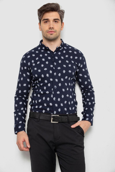 Сорочка чоловіча з принтом, колір синій, 214R807 XL, 50, XL