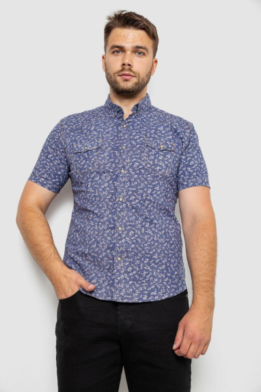 Сорочка чоловіча з принтом, колір синій, 214R806 XXXL