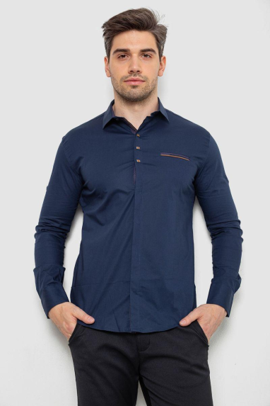 Сорочка чоловіча, колір темно-синій, 214R7843 XL, 50, XL