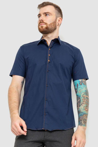 Сорочка чоловіча, колір темно-синій, 214R7543 XXL, 52, XXL