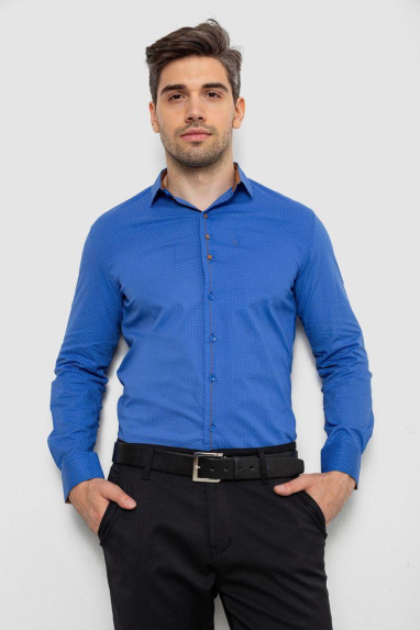 Сорочка чоловіча з принтом, колір електрик, 214R7543-5 XL, 50, XL