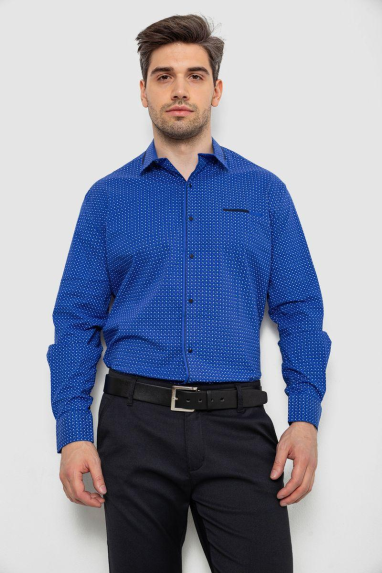 Сорочка чоловіча з принтом, колір електрик, 214R7497 XL, 50, XL