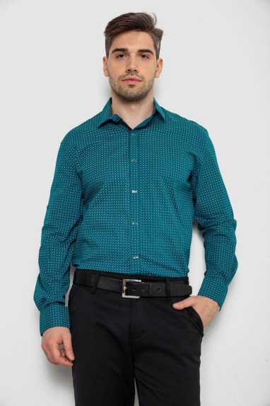 Сорочка чоловіча з довгим рукавом, колір зелений, 214R7470 5XL, 58, 5XL