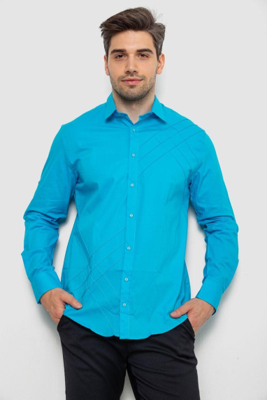 Сорочка чоловіча однотонна, колір блакитний, 214R7466 XL, 50, XL