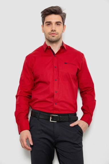 Сорочка чоловіча з принтом, колір бордовий, 214R7403 5XL, 58, 5XL