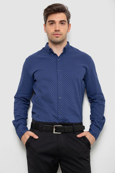 Сорочка чоловіча з принтом, колір синій, 214R7365 XXL, 52, XXL
