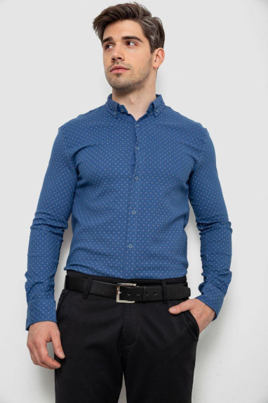 Сорочка чоловіча з принтом, колір джинс, 214R7365 XL, 50, XL