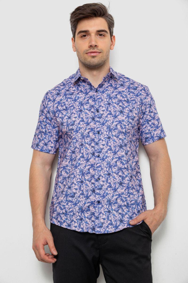 Сорочка чоловіча з принтом, колір бузковий, 214R7341 XL, 50, XL