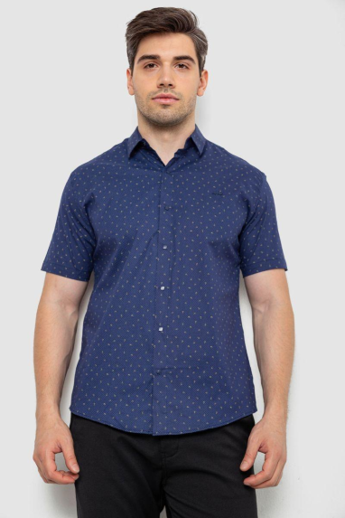 Сорочка чоловіча з принтом, колір темно-синій, 214R7340 XL, 50, XL