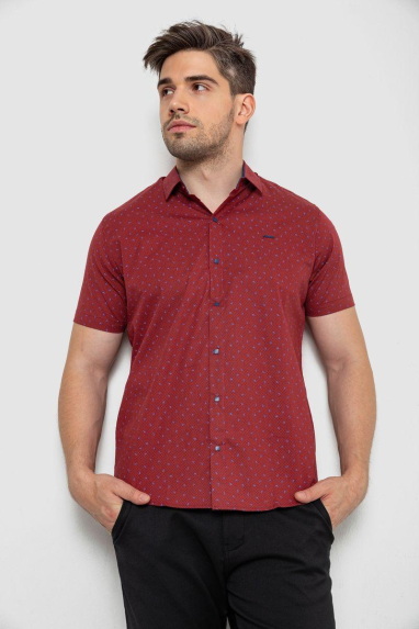Сорочка чоловіча з принтом, колір бордовий, 214R7340-1 6XL, 60, 6XL