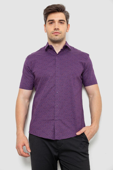 Сорочка чоловіча з принтом, колір фіолетовий, 214R7339 XL, 50, XL