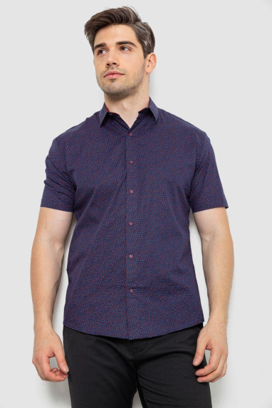 Сорочка чоловіча з принтом, колір синій, 214R7339 XL, 50, XL