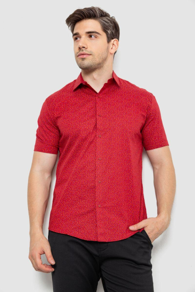 Сорочка чоловіча з принтом, колір бордовий, 214R7339 XXL, 52, XXL