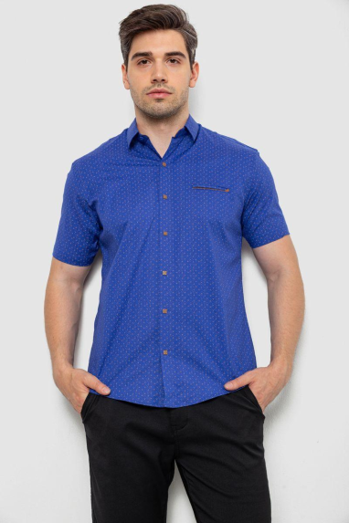 Сорочка чоловіча з принтом, колір електрик, 214R7332 XXL, 52, XXL