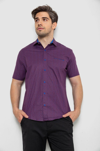 Сорочка чоловіча з принтом, колір сливовий, 214R7332 XXL