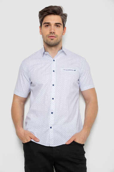 Сорочка чоловіча з принтом, колір біло-синій, 214R7332 XXL