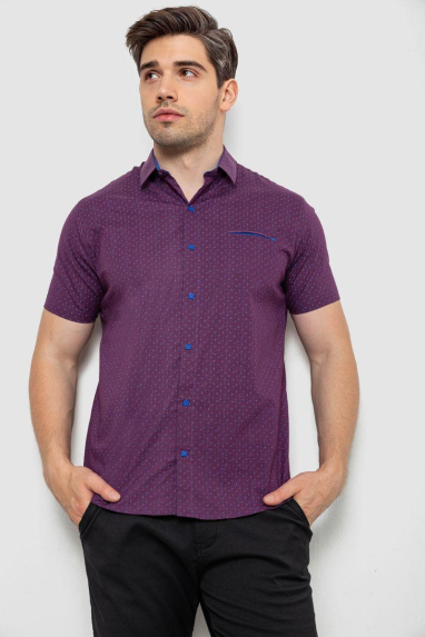 Сорочка чоловіча з принтом, колір сливовий, 214R7332-1 XXXL, 54, XXXL