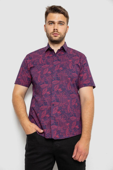 Сорочка чоловіча з принтом, колір синій, 214R7331 XXL, 52, XXL