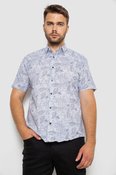 Сорочка чоловіча з принтом, колір білий, 214R7331 XXL, 52, XXL