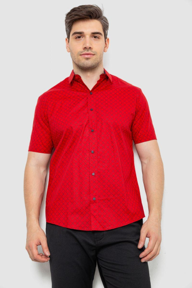 Сорочка чоловіча з принтом, колір червоний, 214R7330 XL, 50, XL