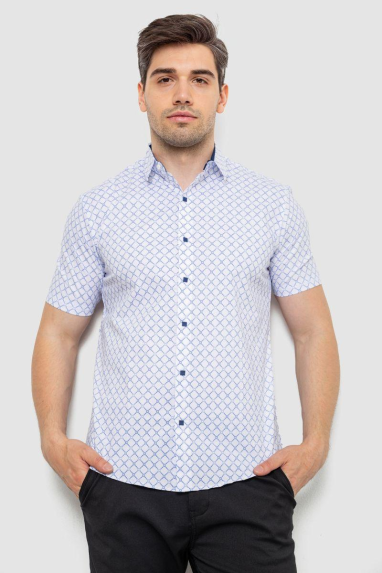 Сорочка чоловіча з принтом, колір білий, 214R7330 XL, 50, XL