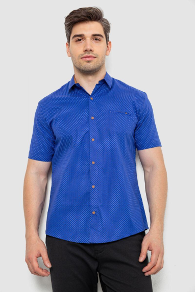 Сорочка чоловіча з принтом, колір електрик, 214R7329 XXL, 52, XXL