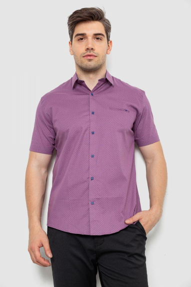 Сорочка чоловіча з принтом, колір бузковий, 214R7329 XXL, 52, XXL