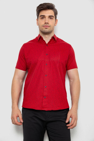 Сорочка чоловіча з принтом, колір бордовий, 214R7328 XXXL, 54, XXXL