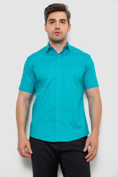 Сорочка чоловіча, колір бірюзовий, 214R7327 XXL, 52, XXL