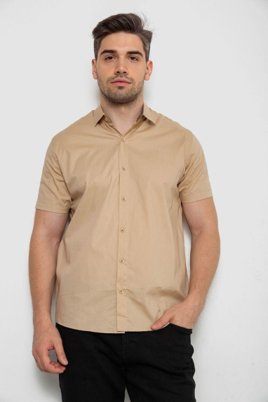 Сорочка чоловіча однотонна, колір світло-бежевий, 214R7327-2 6XL, 60, 6XL