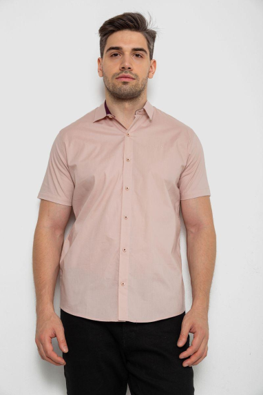 Сорочка чоловіча однотонна, колір пудровий, 214R7327-2 5XL, 58, 5XL