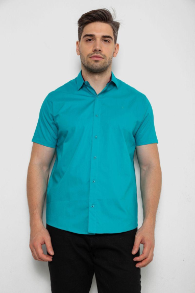 Сорочка чоловіча однотонна, колір бірюзовий, 214R7327-2 6XL, 60, 6XL