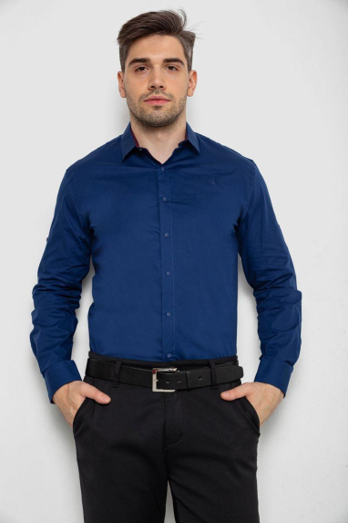 Сорочка чоловіча однотонна, колір синій, 214R7327-1 XXL