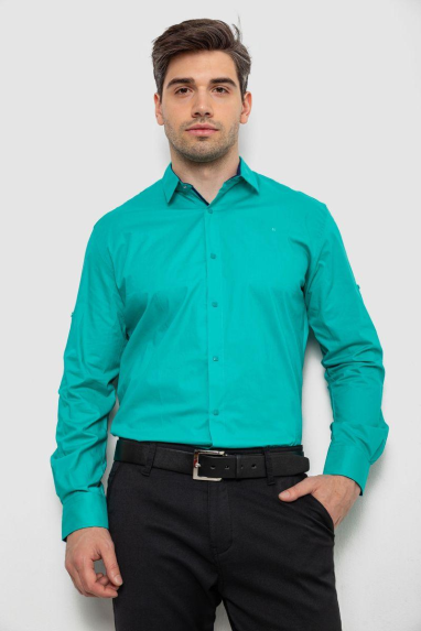 Сорочка чоловіча однотонна, колір м“ятний, 214R7327-1 XL, 50, XL