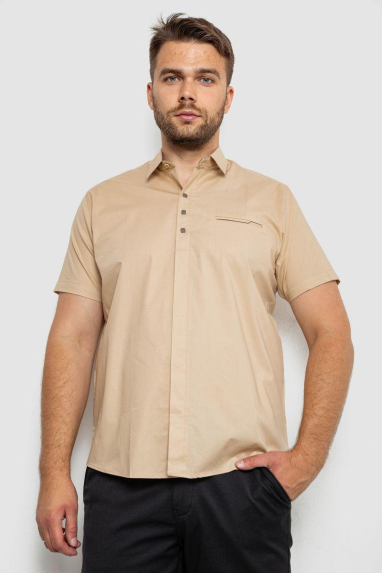 Сорочка чоловіча, колір бежевий, 214R7326-1 5XL, 58, 5XL