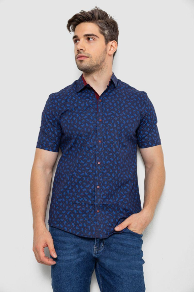 Сорочка чоловіча з принтом, колір синій, 214R7306 6XL, 60, 6XL