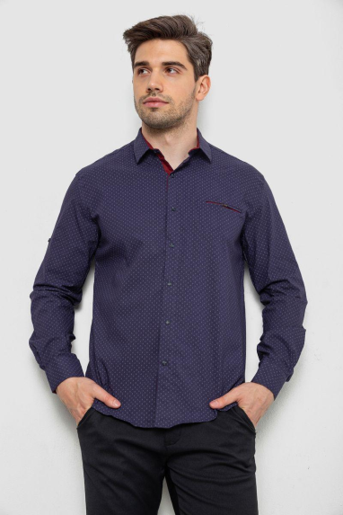 Сорочка чоловіча з принтом, колір синій, 214R7173 XL, 50, XL