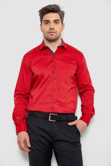 Сорочка чоловіча з принтом, колір червоний, 214R7173 XL, 50, XL