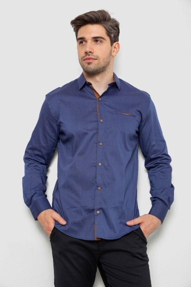 Сорочка чоловіча з принтом, колір синій, 214R7171 XXL, 52, XXL
