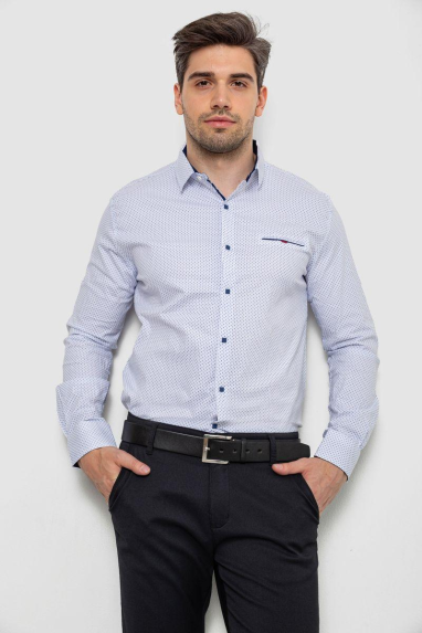 Сорочка чоловіча з принтом, колір білий, 214R7170 XXXL, 54, XXXL