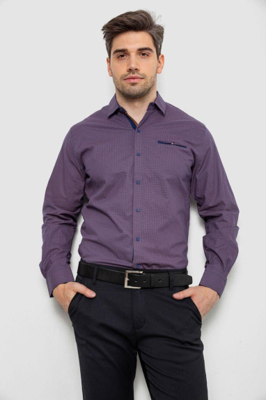 Сорочка чоловіча з принтом, колір сливовий, 214R7168 5XL, 58, 5XL