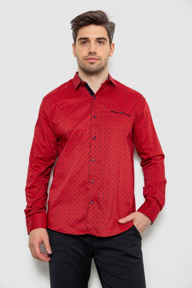 Сорочка чоловіча з принтом, колір червоний, 214R7166 5XL, 58, 5XL