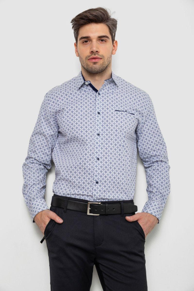 Сорочка чоловіча з принтом, колір білий, 214R7166 5XL, 58, 5XL