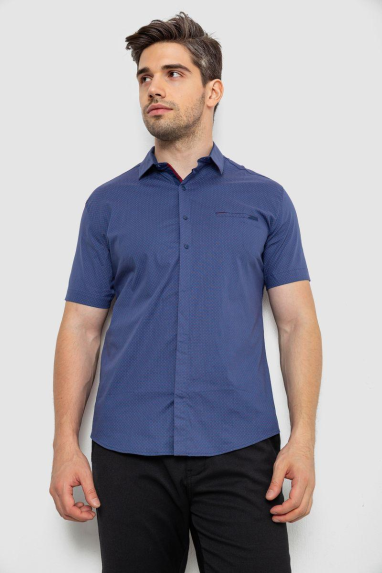 Сорочка чоловіча з принтом, колір синій, 214R7144 XL, 50, XL