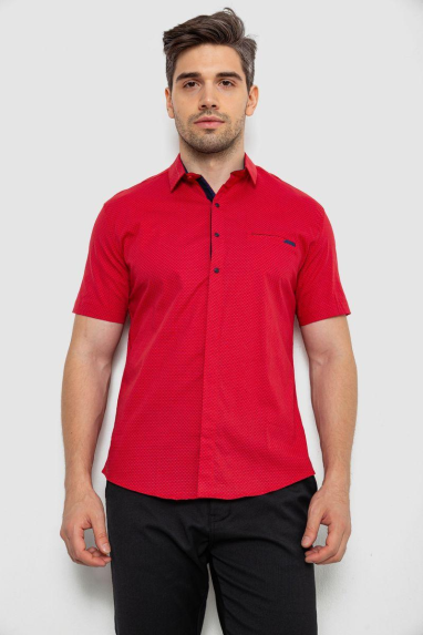 Сорочка чоловіча з принтом, колір червоний, 214R7144 XXL, 52, XXL