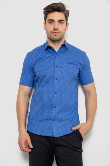 Сорочка чоловіча з принтом, колір електрик, 214R7143 XXL, 52, XXL